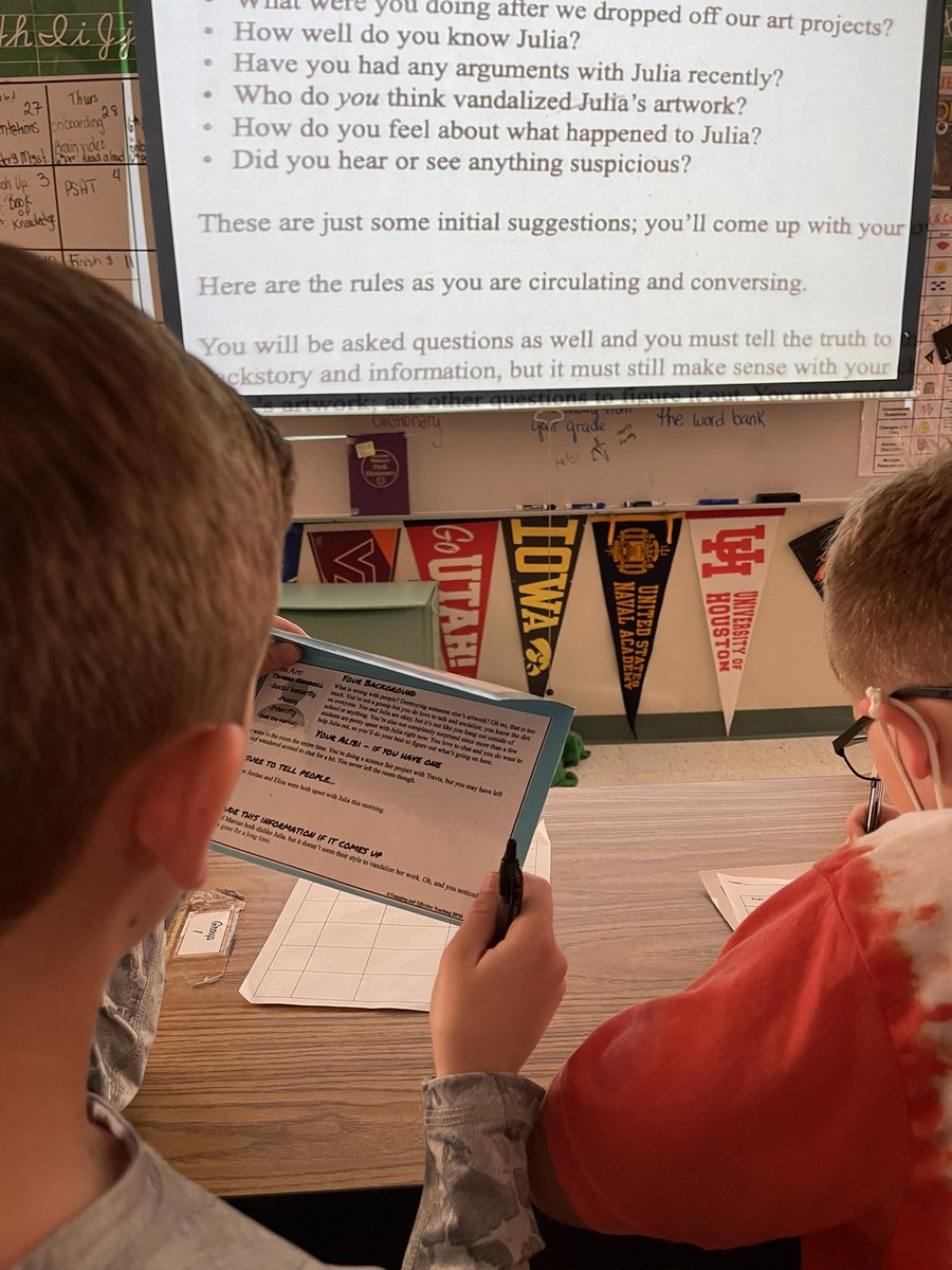 melissasmithCH's tweet photo. Solving mysteries in 6th grade. Learning how to ask the important questions. 🐾  @FisherFunCISD @JAGUARGT1 @JennineZZ @CHMS_Principal @jenstorter @Ms_Raabe https://t.co/BkcTHdNWdE