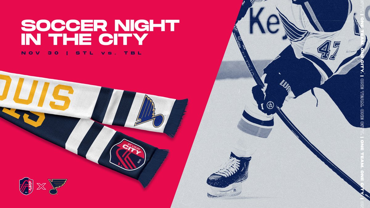 stlCITYsc's tweet image. LET’S 👏 GO 👏 BLUES 👏
 
It’s almost time to celebrate Soccer Night at @Enterprise_Cntr on 11/30 and we want you to be there! Tap that retweet button for a chance to win 2 tickets and this STL CITY x BLUES scarf ⚽️🎺