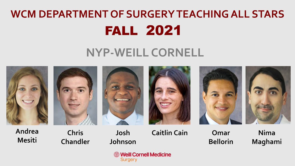WCMSurgery's tweet photo. Congratulations to the 4th class of #WCMSurgery Teaching All Stars! This program recognizes excellent clinical educators with the passion for teaching. We congratulate all of you for the excellent teaching you do and inspiring so many of our students to want to become surgeons. https://t.co/0OroObg5iw