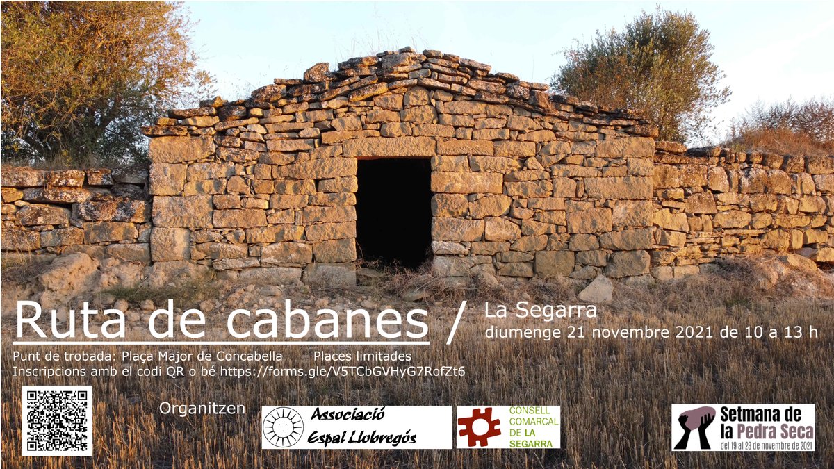 Ruta de les Cabanes aquest diumenge 21 de nov. #Concabella a les 10h. Inscripció prèvia via codi qr  #lasegarra #setmanadelapedraseca #aralleida #catexperience #pedraseca #Unesco