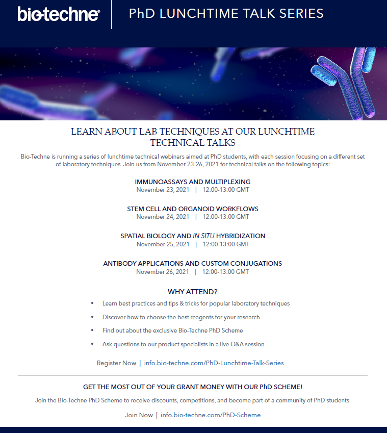 Nat_ACDbioUK's tweet photo. We are running a series of lunchtime technical talks 
 - aimed at PhD students but open to all!
So if you would like to know more about immunoassays, or maybe spatial biology is your thing, sign up here - https://t.co/lhMjYtQSF4 https://t.co/4dtCBmUkKS