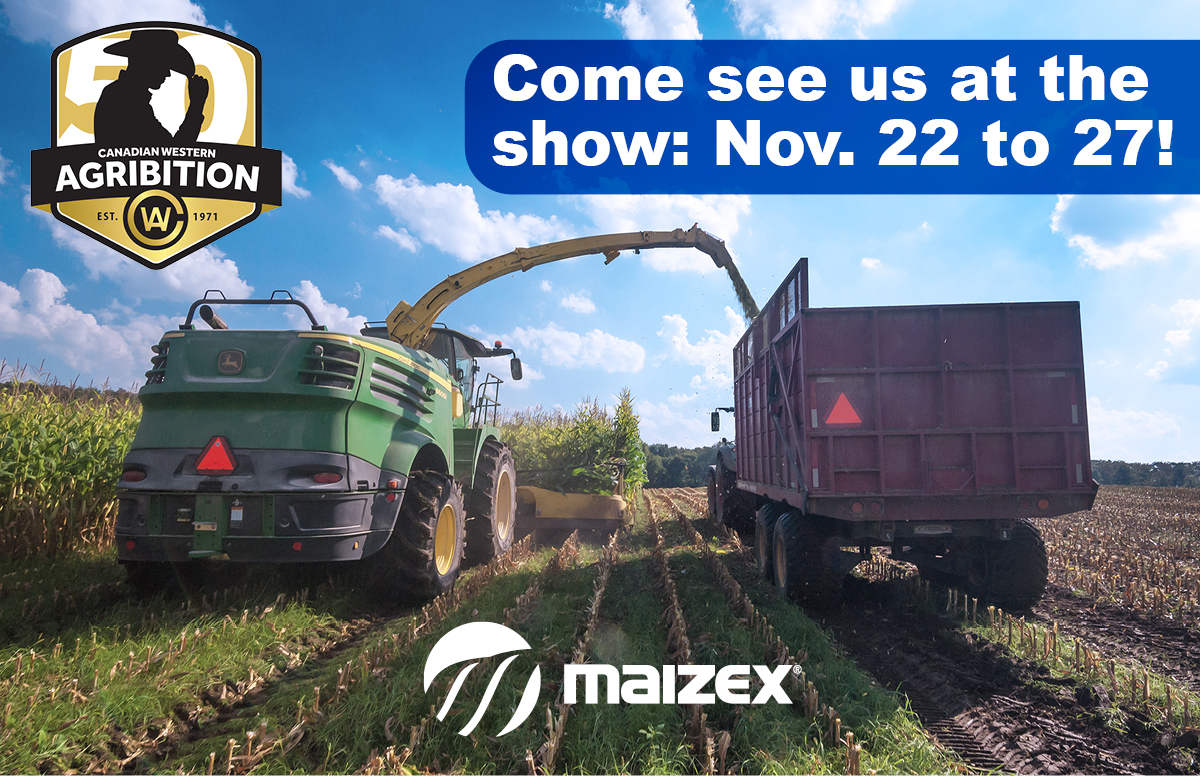 Maizex's tweet photo. We are very excited to be participating in next week's Canadian Western @Agribition in Regina, SK. Stop by our booth and meet with @geisel_jarret to find out what's new @Maizex Seeds. #CanadianGrownCanadianOwned #silage #grazing #CWA50 https://t.co/81Sgl0lByM