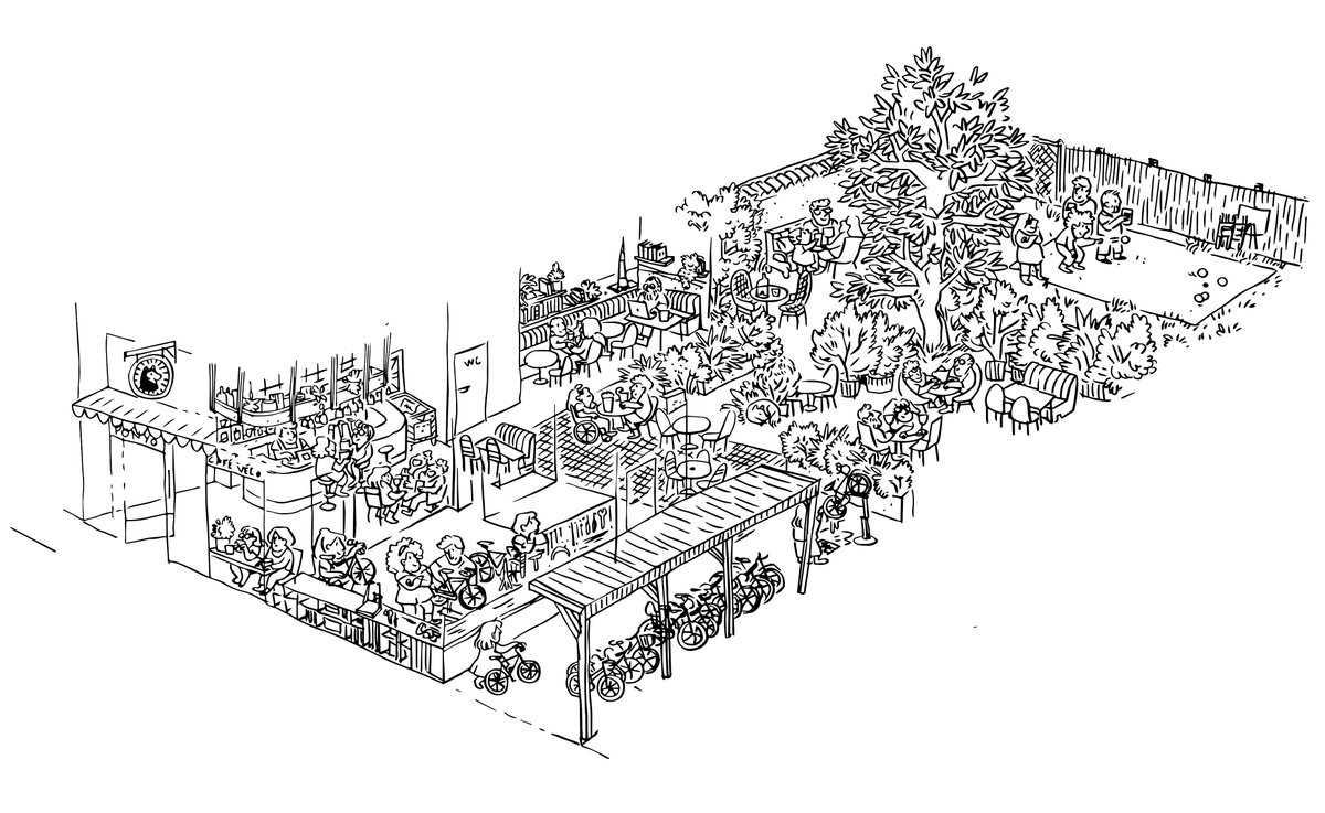 eveCoton's tweet photo. En attendant d'obtenir notre prêt, on vous présente notre local :
> un bar (bière locale, tapas et café à volonté)
> un atelier avec des outils et des pieds à disposition
> une salle café au calme
> un jardin / terrasse / garage à vélo / station de lavage
> un terrain de boules https://t.co/K3Zj5dAdSG