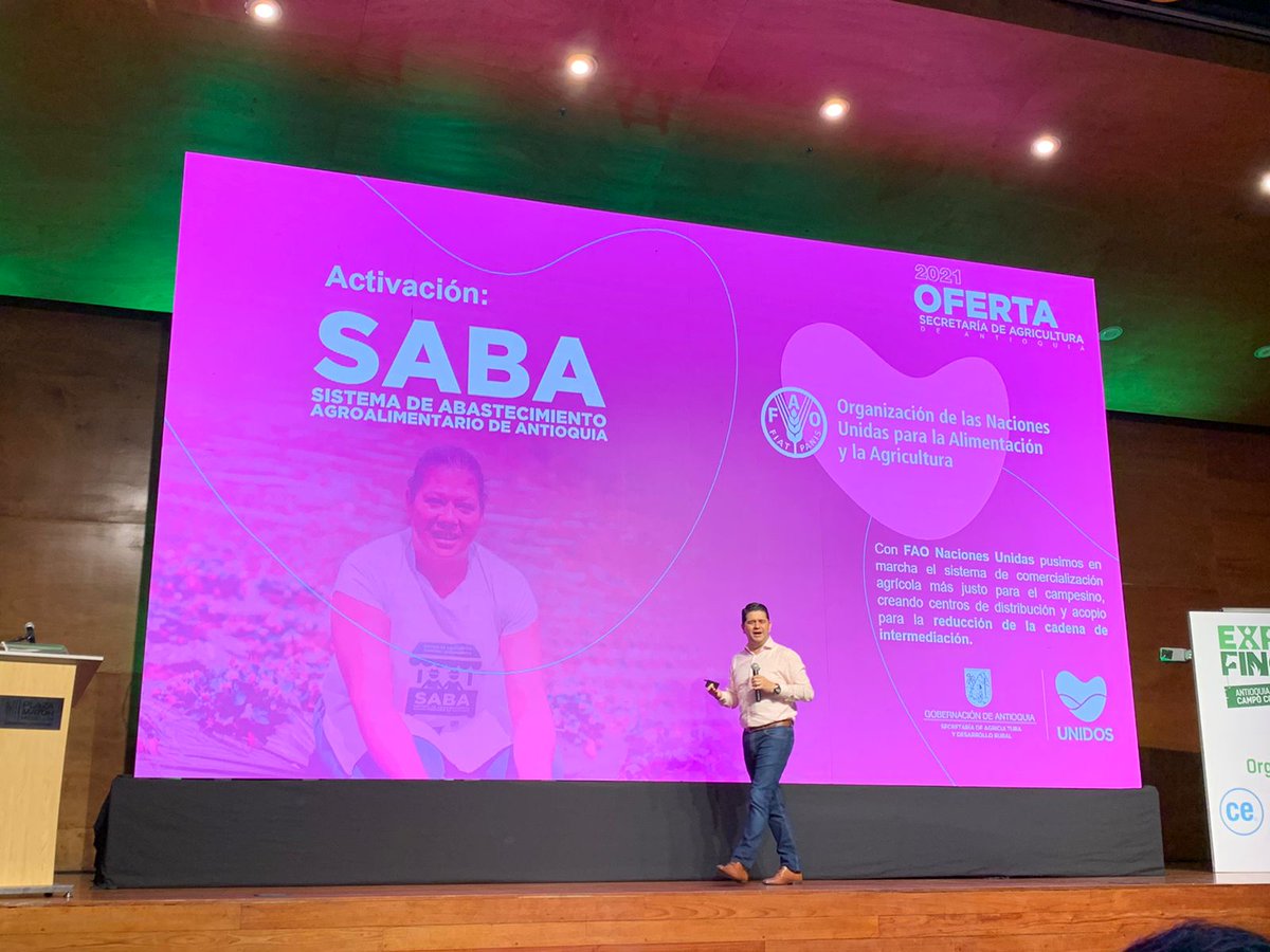 FAO_Colombia's tweet photo. Con #SABAntioquia Vamos a lograr que al productor👩🏽🌾👨🏿🌾 se le pague más y el consumidor pague menos, haciendo así un #ComercioJustoAntioquia: @RodolfoCorreaV, secretario de agricultura de Antioquia en #ExpoFinca 2021. https://t.co/2LO6fFliza