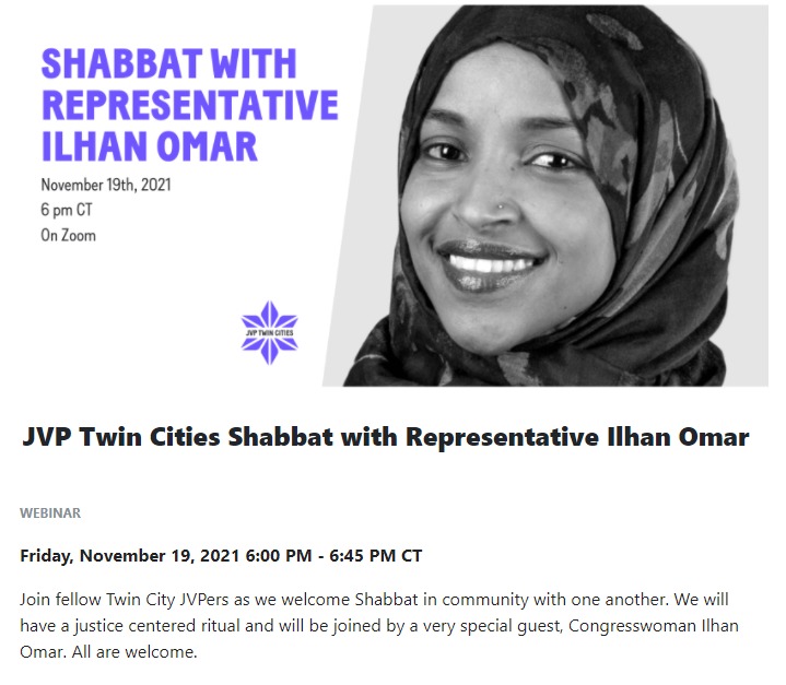 elderofziyon's tweet photo. I need to know more about the "justice-based ritual" for Shabbat with Ilhan Omar.

Maybe @RabbiLindaGold1 can help. https://t.co/Vwz8XWbz3h