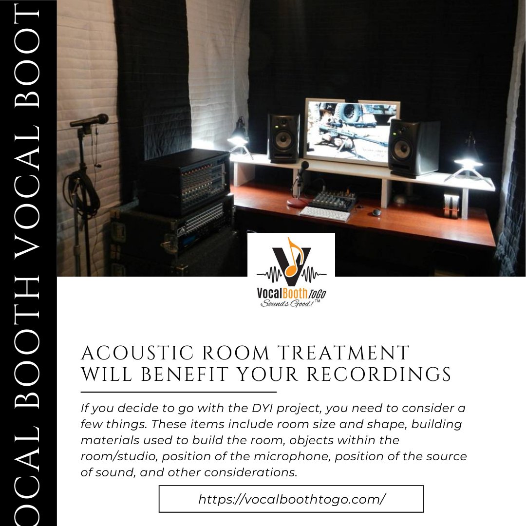 Creating an acoustically dead space is beneficial for your audio recordings and can be done relatively quickly using things like blankets, such as acoustic blankets.

vocalboothtogo.com

#VocalBootToGo #VocalBooth #sounds #sounddesign #studio #soundwave #soundblankets