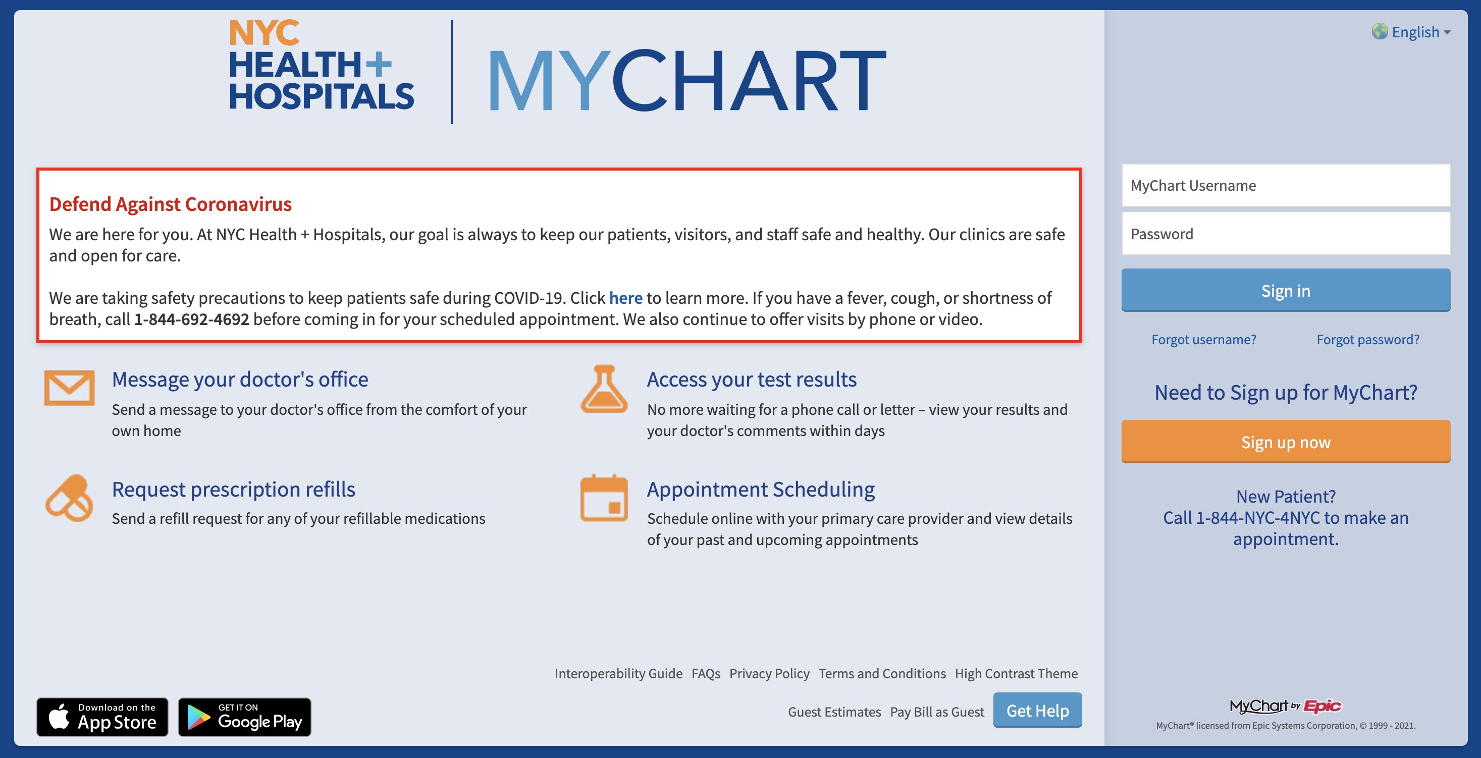 Mychart Customer Service Number Nyc