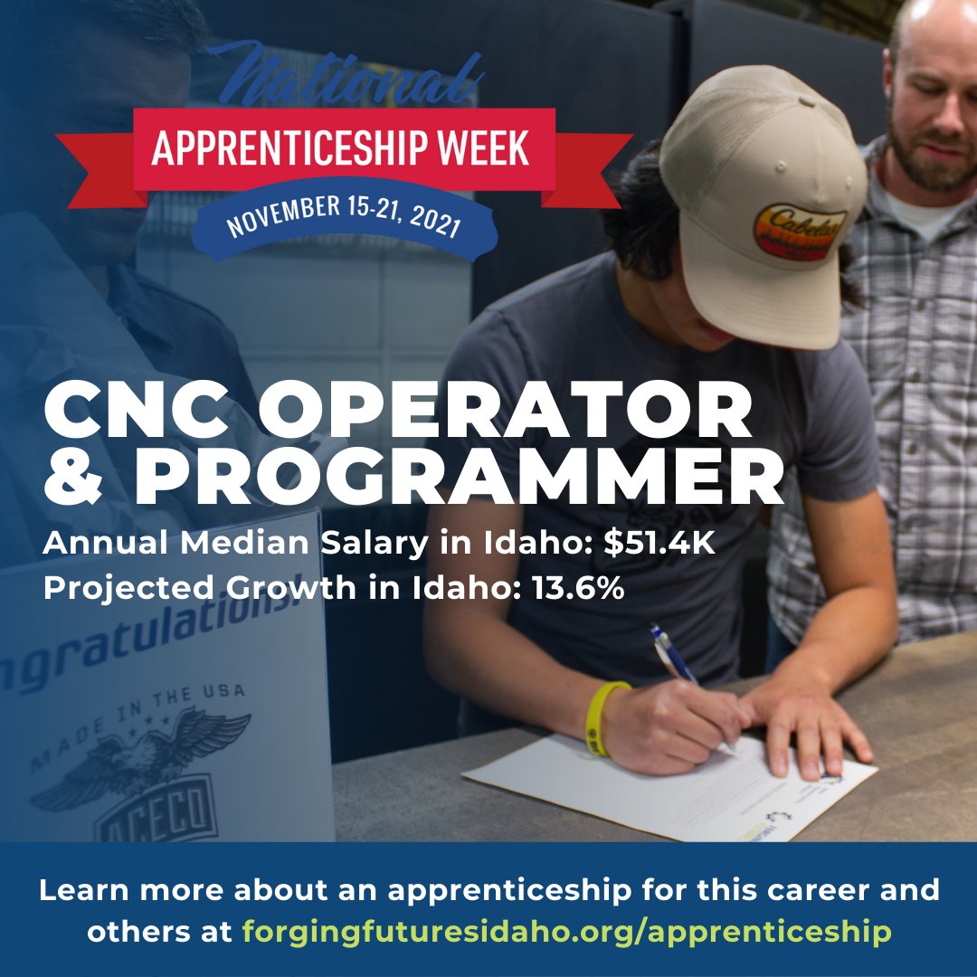 We're committed to helping Idahoans access pathways to well-paying jobs in manufacturing. If you are a job-seeker, student, or employer looking to learn more about apprenticeships to pursue or offer and build your talent pipeline, email apprenticeship@idmfg.org 

#NAW2021
