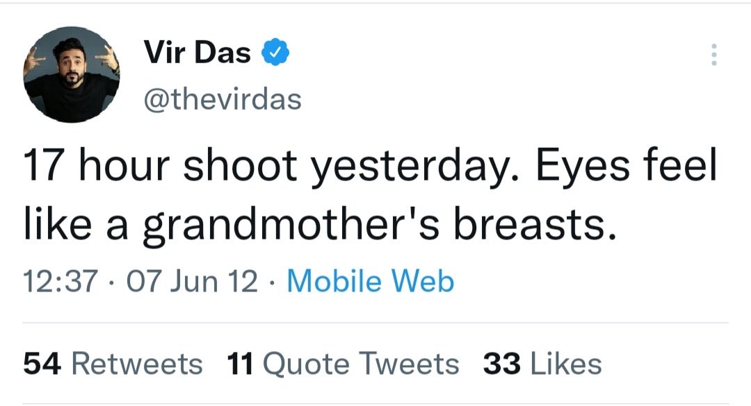 hindu7s's tweet photo. come from an India where we worship women during the day and gang-rape them at night.

In between I make jokes on poor grandmother’s private parts to gain some cheap audience. 
#VeerDas #StandUpForIndia #VirDasInsultsHindus https://t.co/xVfLp7YkVK