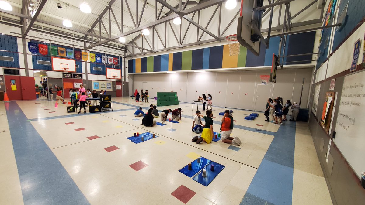 BCE_PE's tweet photo. We're getting day 1 of #StackUp2021 underway! Four stations, all focused on #speedstacking. @SpeedStacksInc @SBISD_HFDept https://t.co/ec8YwBtNqJ
