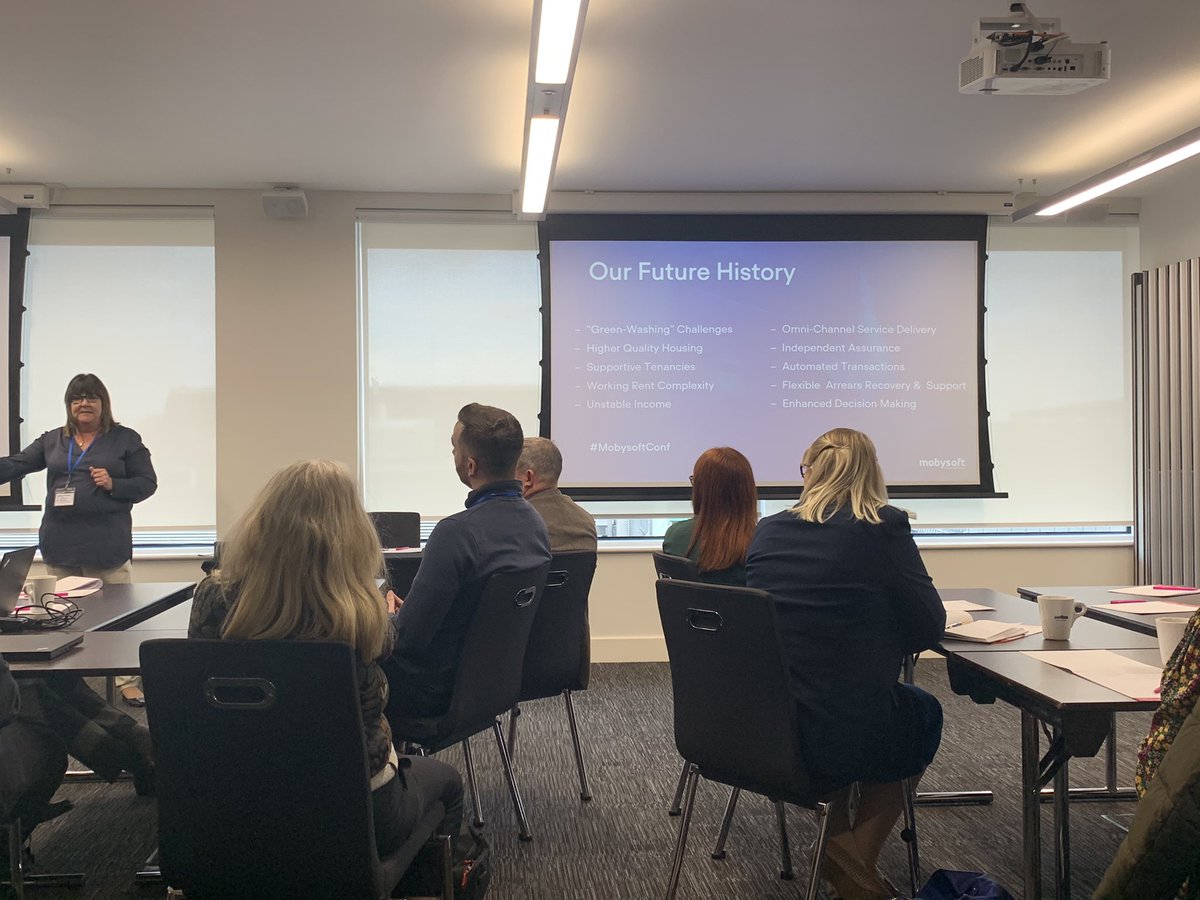 Mobysoft's tweet photo. Really insightful thoughts from Julie Kennealy about the future challenges for social landlords at the #MobysoftConf #technology #socialhousing https://t.co/SgZoZIL6VQ