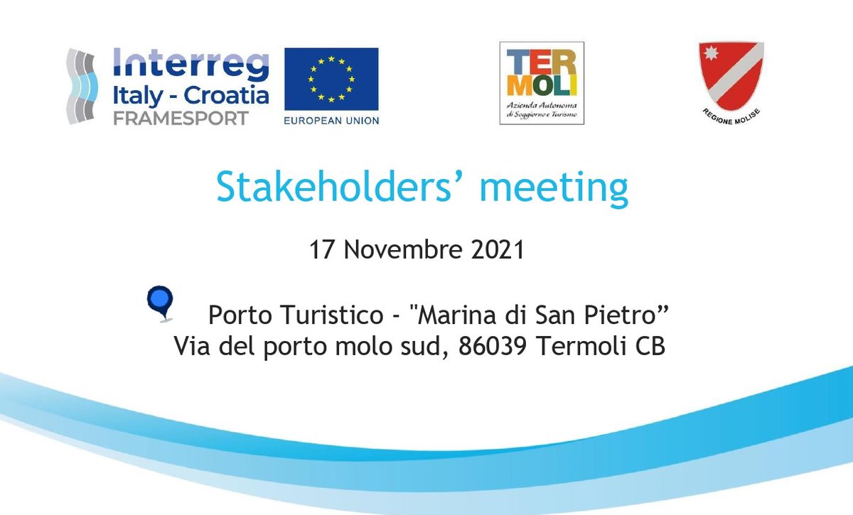 RisposteTurismo's tweet photo. Oggi @RisposteTurismo, a supporto di @Termolinet, presenta una panoramica del #turismo nautico in #Molise durante lo Stakeholders’ Meeting per progetto #UE #Framesport @ItalyCroatia per lo sviluppo dei piccoli porti del #MarAdriatico.
Scopri di più > https://t.co/9wmHIUx6TH https://t.co/qYJdkgyKkC