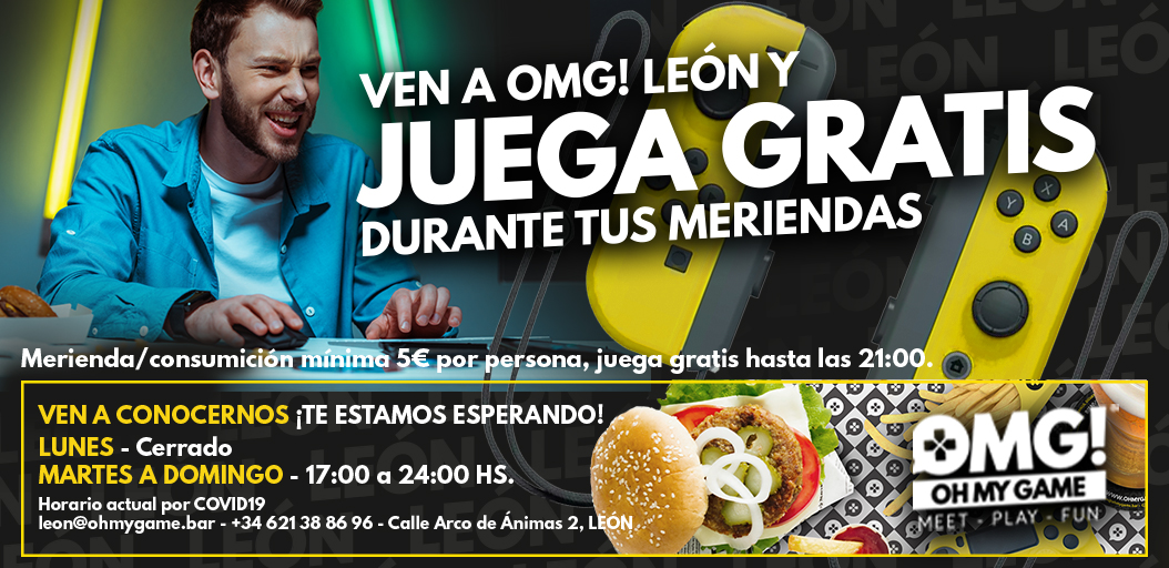 OhMyGameLeon's tweet photo. Vuelve nuestra promoción de las tardes 🥞
Merienda con nosotros y juega gratis hasta las 21:00h 🎮

Te esperamos de martes a domingo de 17:00 a 00:00h 🕛 https://t.co/AyxgChwpjw