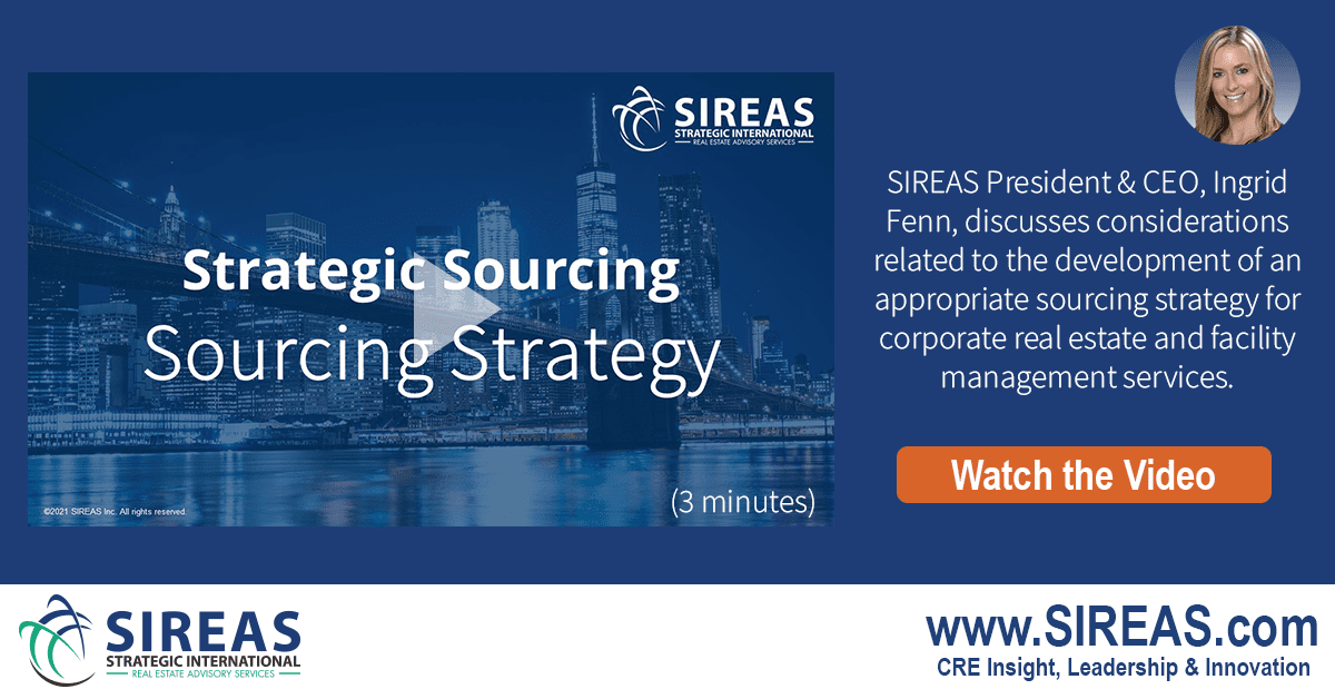 SIREAS_Inc's tweet photo. In this 3 minute video, SIREAS President &amp; CEO, Ingrid Fenn, discusses development of a sourcing strategy for corporate real estate and facility management services.
https://t.co/OibCKEm7AY 
#outsourcing #innovation #commercialrealestate #facilitiesmanagement #stratesgicsourcing https://t.co/iARsMTwRTn