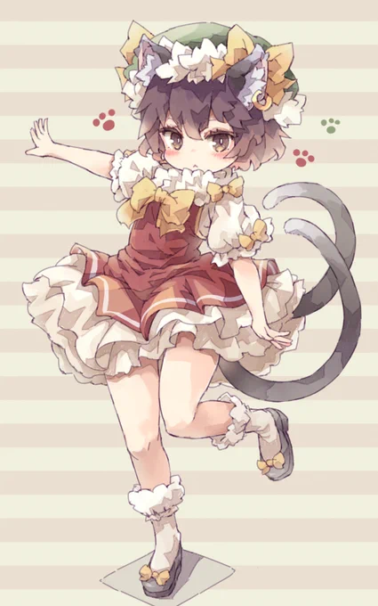 お猫さまをモフった記念にちぇん🐾描描! #東方Project 