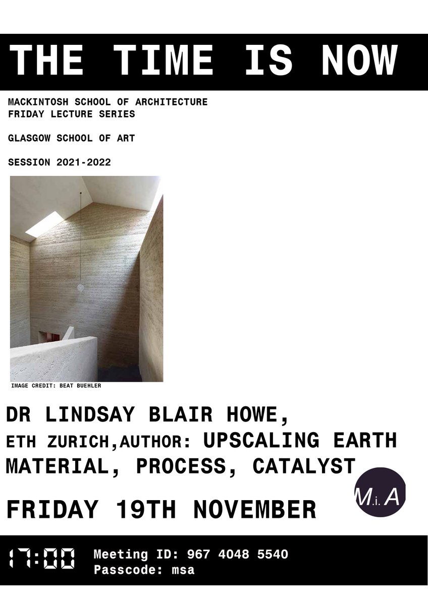 Dr Lindsay Blair Howe joins the Mackintosh School of Architecture and <a href="/MissinginArchi1/">MissinginArchitecture</a> this afternoon at 5pm, discussing her work at the intersection of social sciences and the built environment – online, all welcome  gsa.ac.uk/life/gsa-event…