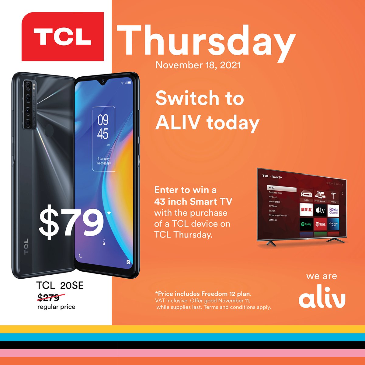 wearealiv's tweet photo. Stop into an ALIV location near you this Thursday for TCL Thursdays! Bringing you deals and discounts on a selection of TCL Smartphones. We Are ALIV.
#tcltv #broadbandplans #wifi #linkzone #Discounts #ALIV #WeAreALIV #ALIVDeals #BelieveInBest #Gift #bealiv #stayconnected https://t.co/TQHMwyORjr