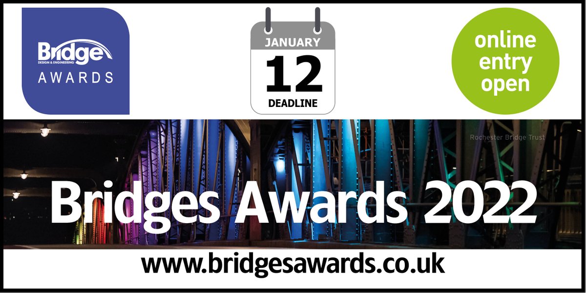 bdebridgeweb's tweet photo. Are you a bridge owner or do you provide a management, maintenance, monitoring or inspection service, implementing innovative best practice? Why not reward your team by entering #BridgesAwards22 from @bdebridgeweb &amp; @BridgesForum by 12th Jan at  https://t.co/WxyDoNnf3V https://t.co/f9dD8WAutE