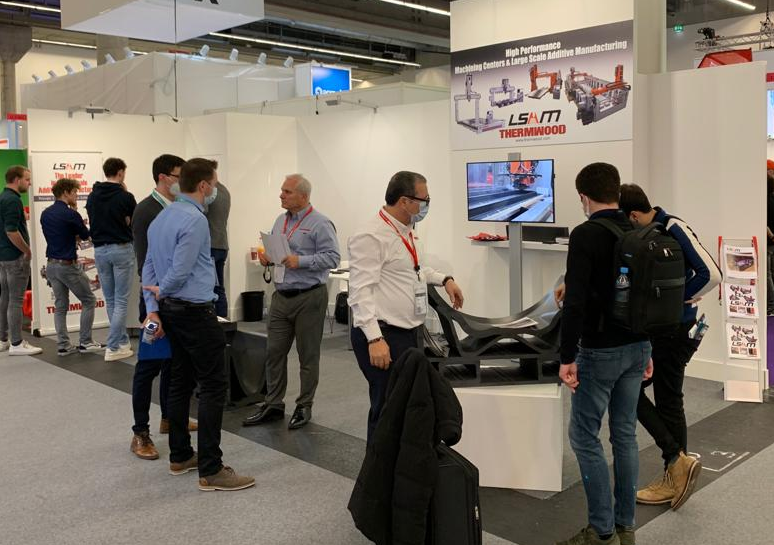 thermwood's tweet photo. Busy start to day 2 of @formnext_expo in #Thermwood booth D.61 in Hall 11! Stop by and see examples of large #3Dprinted composite tooling.
#LSAM #addditivemanufacturing #additive #LFAM #formnext https://t.co/GrhA8RNshK