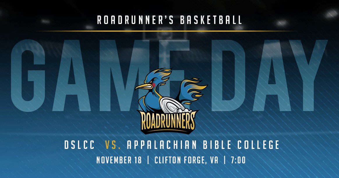 DSLCCBasketball's tweet photo. Come out to the Armory on the main campus Thursday 11/18 to cheer on your #DSLCC #Roadrunners in their home opener against Appalachian Bible College! Doors open at 6PM with tip-off scheduled for 7PM @roundupwithrome @VirginianSports @RoadrunnerAthl1 @MarkPifer26 @boystenniscoach https://t.co/FCeMbBgQIE