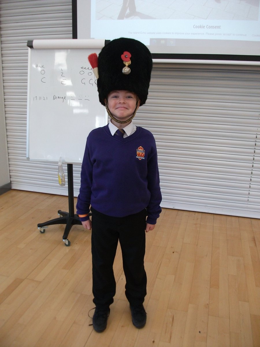 NCEAMusic's tweet photo. Brass pupils at Grace Darling have been learning about the importance of music over Remembrance weekend. Some even tried on a ceremonial hat from the Band of the Royal Regiment of Fusiliers! #HowSmart #ProudTeacher @NCEA_GD_Primary https://t.co/bs4Pv47Xeq