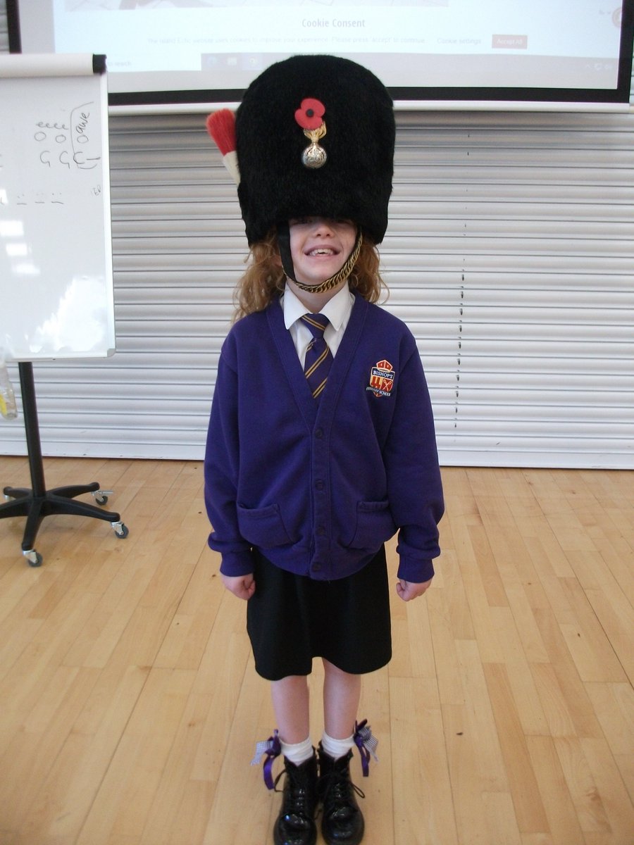 NCEAMusic's tweet photo. Brass pupils at Grace Darling have been learning about the importance of music over Remembrance weekend. Some even tried on a ceremonial hat from the Band of the Royal Regiment of Fusiliers! #HowSmart #ProudTeacher @NCEA_GD_Primary https://t.co/bs4Pv47Xeq