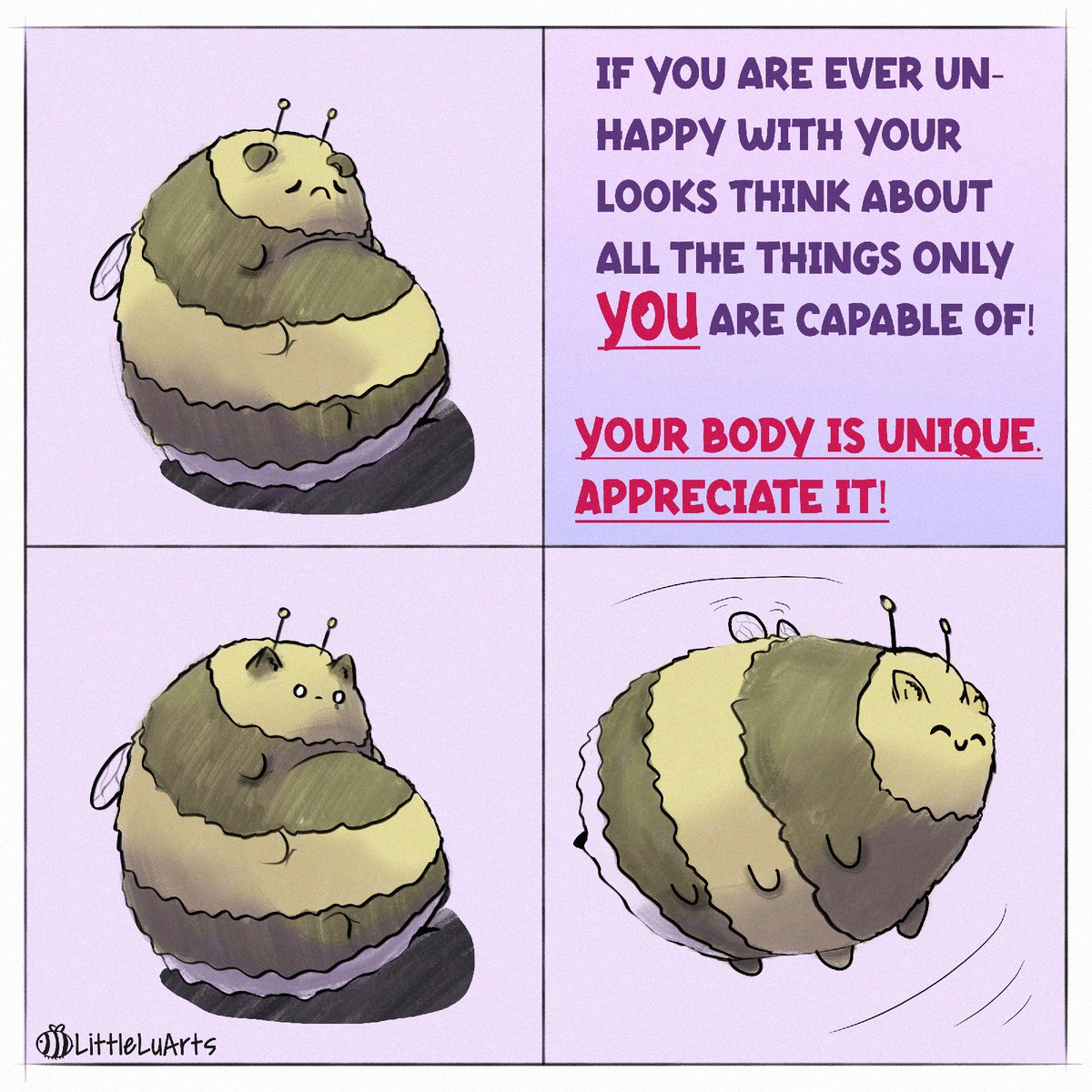 CN Mental Health/Body insecurity

It's Comic Wednesday!

You are unique! You are wonderful! 

#comic #comics #MentalHealthMatters #MentalHealthAwareness #ArtistOnTwitter