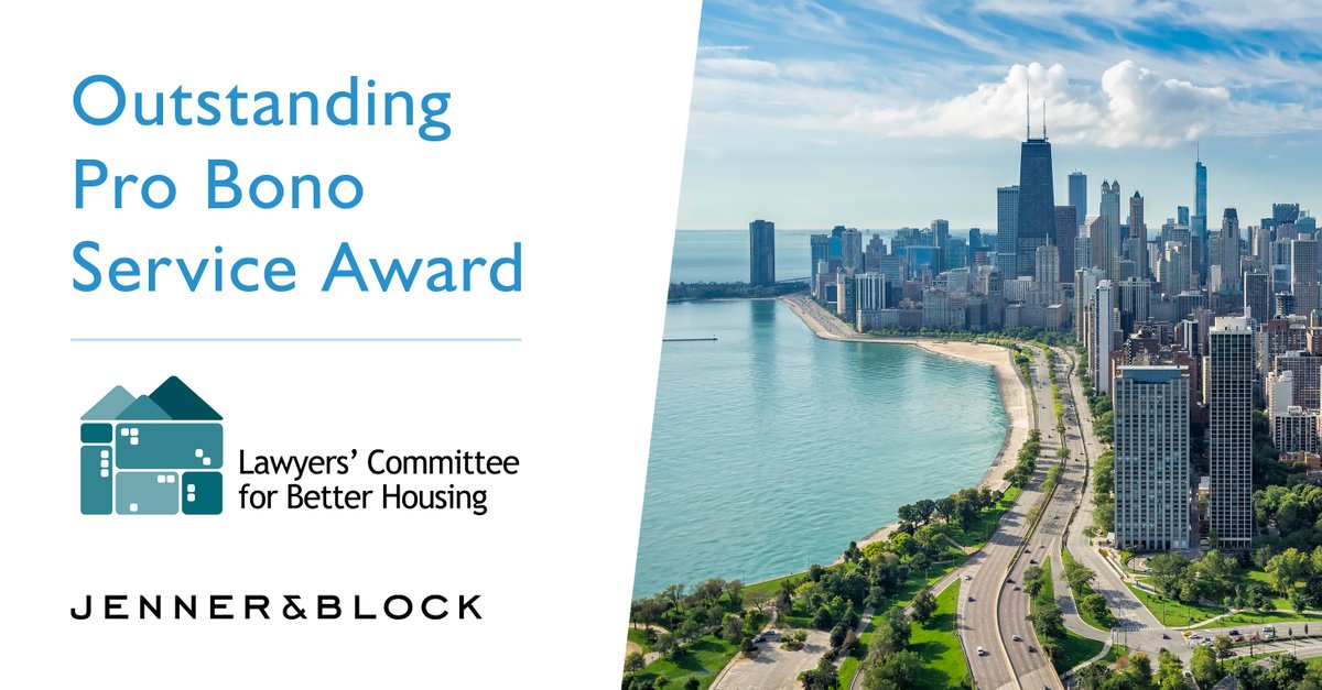 JennerBlockLLP's tweet photo. Honored to receive the Outstanding #ProBono Service Award from @LCBetterHousing on November 18 for our work supporting #LCBH and the Keep Chicago Renting Ordinance: https://t.co/JdX7xGsZRj
#BringingJusticeHome #KCRO https://t.co/ygE60t4k9K