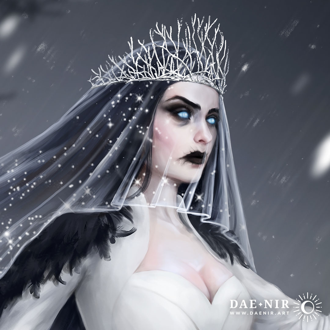 DaenirArt's tweet photo. Morana or Morena is the goddess of winter, death, disease and nightmares. In winter, she walks throughout the land, leaving everything weak and unviable to die. She has a lit oil lamp for every mortal.
#painting #digitalart #morana #morena #marzanna #slavicgod #slavicmythology https://t.co/2fSrUwiFSV