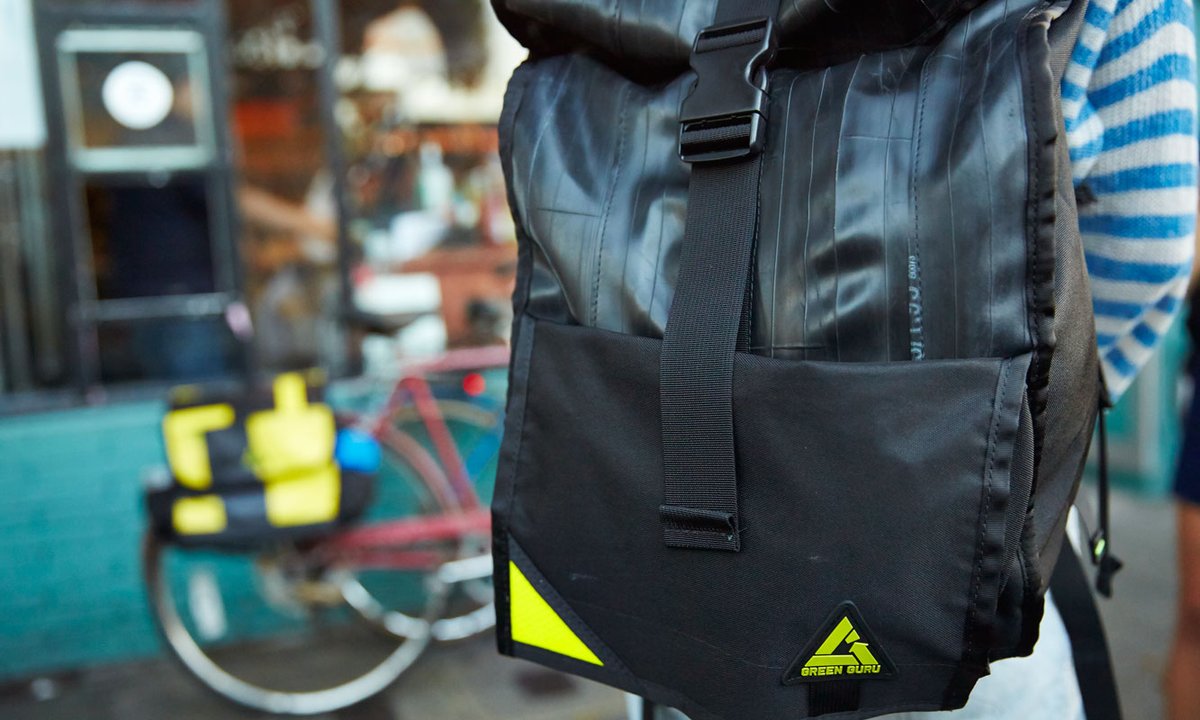 The Commuter Backpack, handmade from Bike Inner-tube, Waterproof and backed by a lifetime Warranty. Exclusively availiable. neeshstores.com #vegan #upcycledbag #sustainable #Savetrees #COP26 #hipsterbag #cycling #greenbusiness