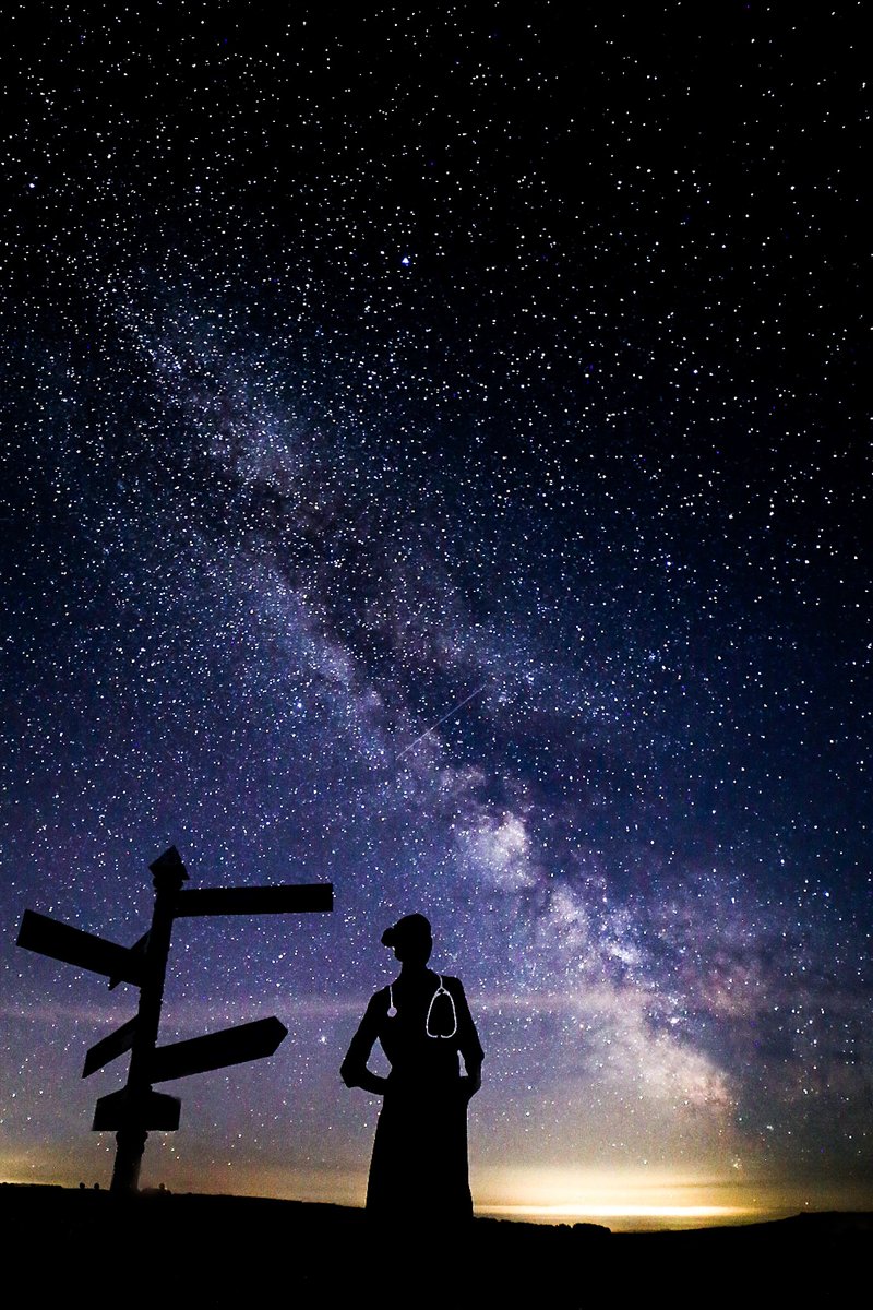 We are thrilled to announce the winner of our #photography competition!

Congratulations Robin Howe with his beautiful image of Nurse Amy at Blagdon Cross. 

A truly stunning photo which celebrates both the beauty of #Exmoor's #darkskies &amp; the vital role of our wonderful #NHS 💙