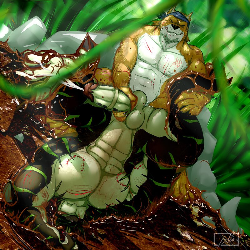 Wolfplot1's tweet photo. Jungle Bump! Mud, sweat, muscles, scales... Heaven!! @Dan_and_Nite #Dan_and_Nite @Unktehila #Unktehila @Wolfplot1 #Wolfplot1 https://t.co/wHvNInHhiY