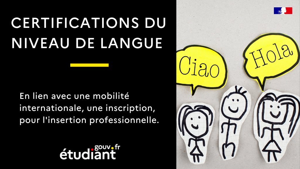 etudiantgouv's tweet photo. 🗨️ Certifier son niveau de langue peut être intéressant pour évaluer et officialiser vos acquis linguistiques. 

C'est une démarche obligatoire dans certains cas, en particulier pour des étudiants internationaux.

🤔 CLES, FLE, DELF... On fait le point.
👉 https://t.co/i0DNYvdox9 https://t.co/QyfqWF95Ic