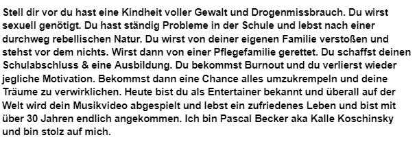 KalleKoschinsky's tweet photo. Ich bin stolz auf mich. Sei stolz auf dich. https://t.co/IdTZEQbqrq