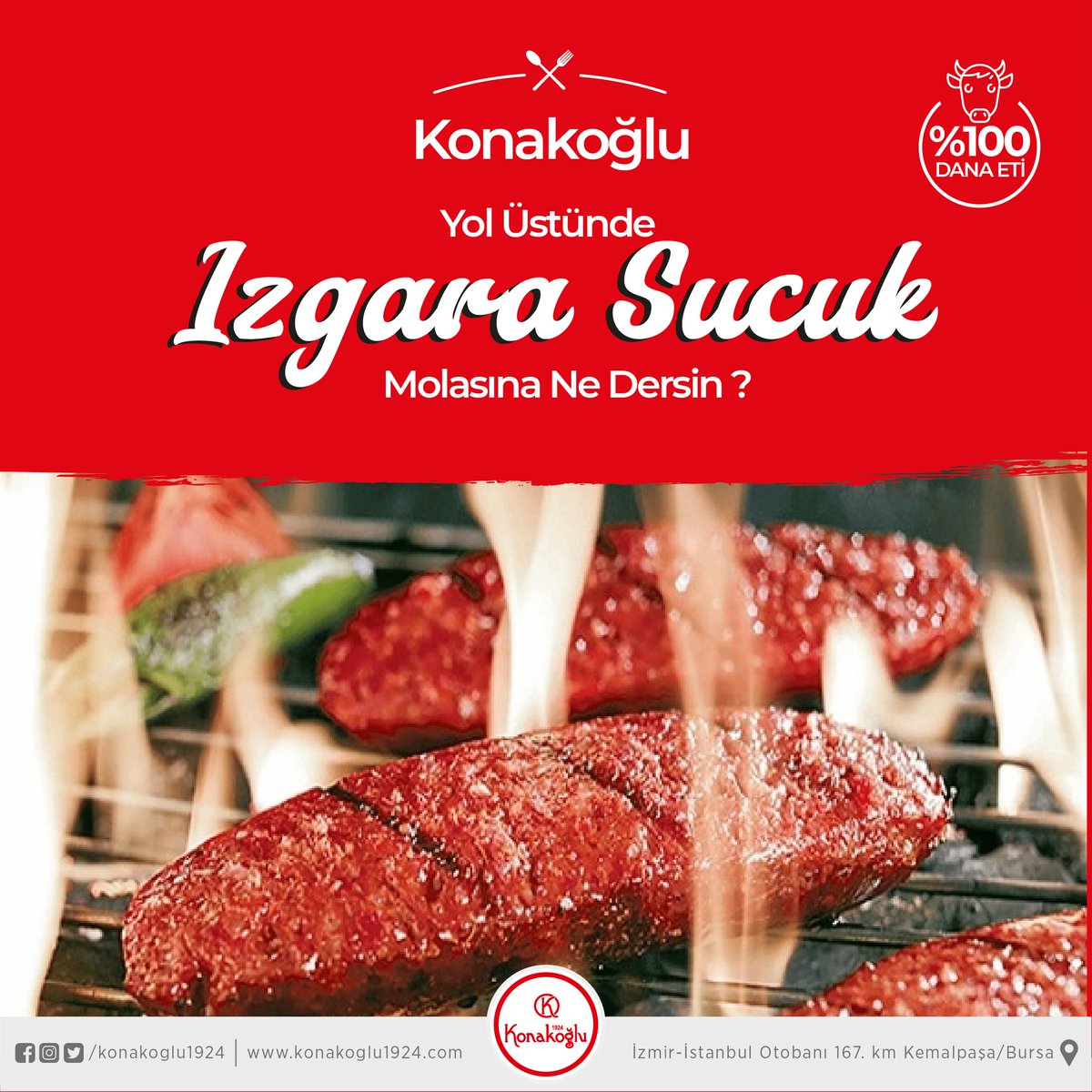 Yol üstünde Izgara Sucuk molasına ne dersin? ♨️

#konakoğlu #konakoğlu1924