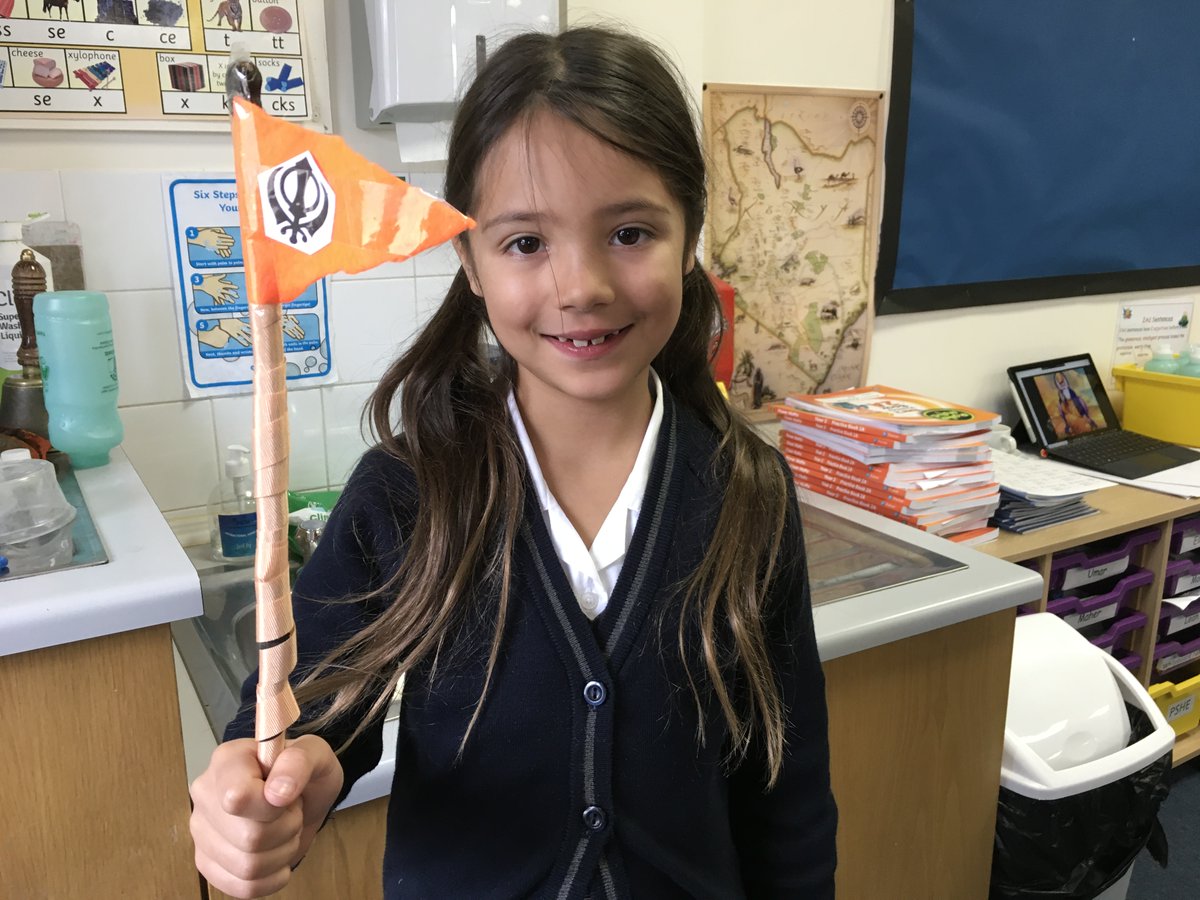 LaxtonJunior's tweet photo. #LJSYearTwo searched for sticks in the Woodland Garden and then practised their design and crafting skills to make their own Nishaan Sahib. We are looking forward to spotting the Nishaan Sahib outside the Gurdwara on our visit next week! #WeAreLJS #Sikhism @IFWeek #InterFaithWeek https://t.co/x9OBYBoQyQ