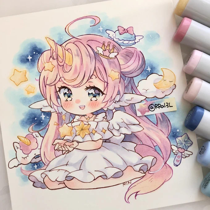 ねぐせちゃん🦄໒꒱· ゜
コミティアに持っていく原画です 