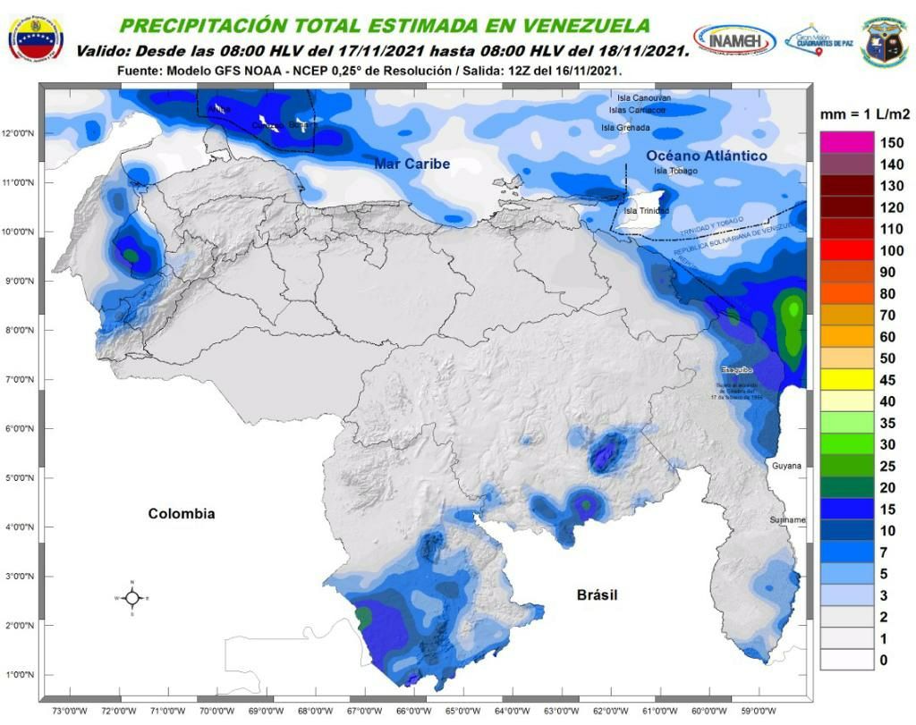 Pronóstico del <a href="/INAMEH/">INAMEH</a>  para este miércoles #17Nov en la Gran Caracas: Nubosidad fragmentada con probables lluvias o lloviznas matutinas, especialmente en zonas montañosas y costeras; parcialmente nublado sin precipitaciones durante el resto del período.