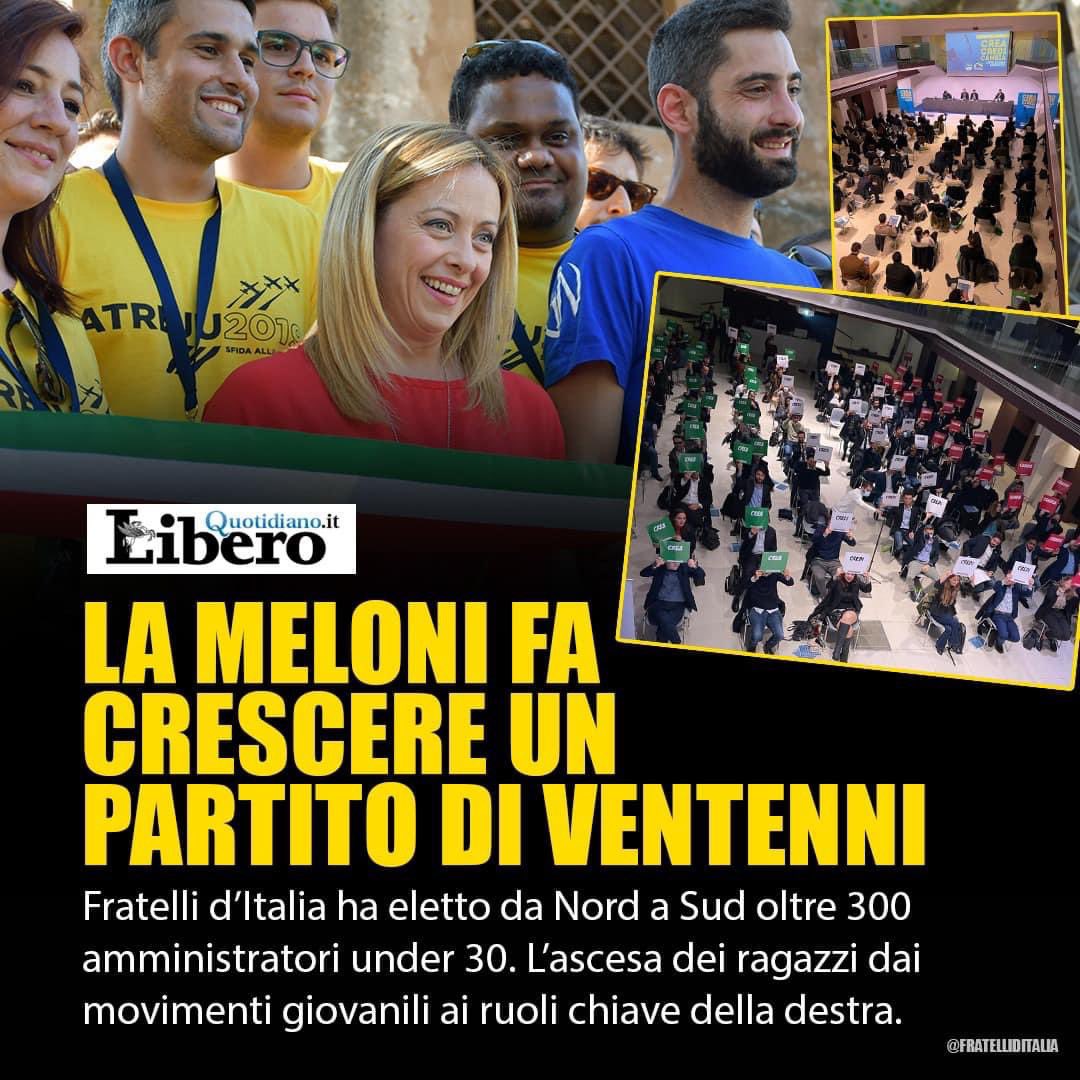 Oltre 300 eletti da nord a sud con età media 27 anni: FDI si conferma in grado di far crescere giovani competenti. A dispetto delle mistificazioni sulla nostra classe dirigente, gli italiani scelgono chi crede e lotta per la nostra Nazione. Coraggio, il futuro è nelle vostre mani
