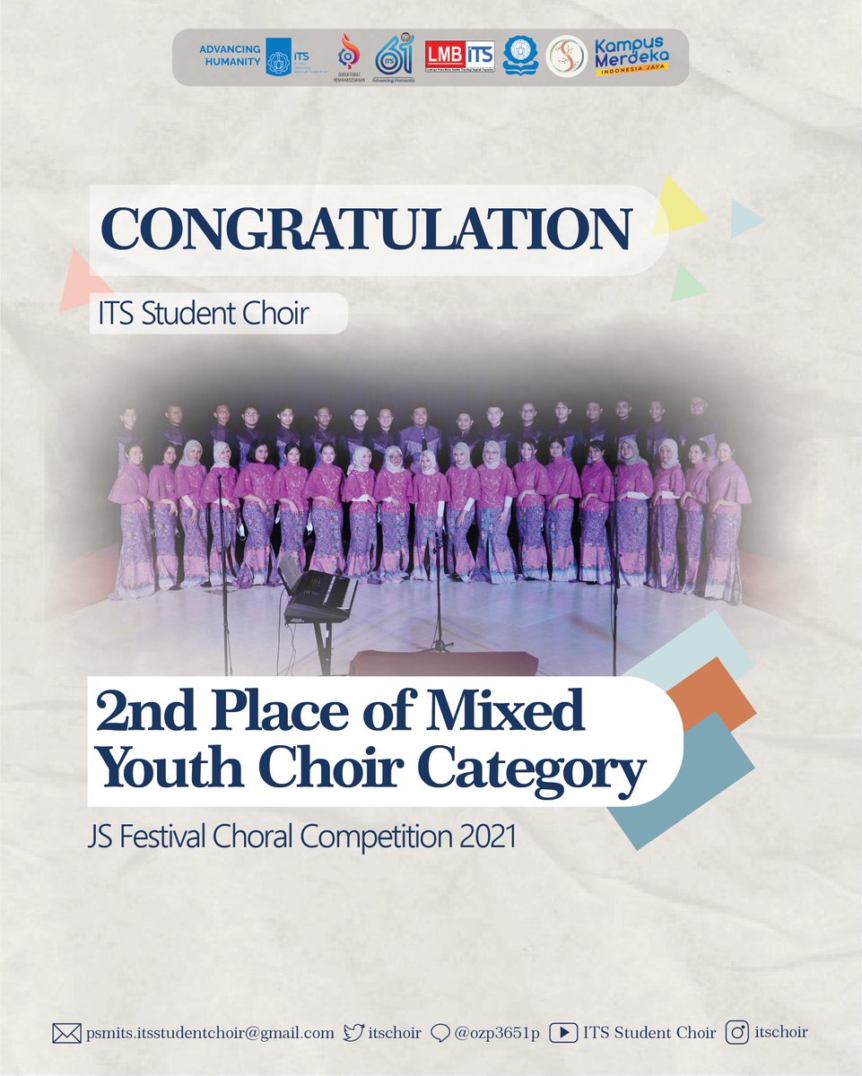 itschoir's tweet photo. [CONGRATULATION!]

Selamat kepada ITS Student Choir yang berhasil meraih 2nd place Mixed Youth Choir JS Festival Choral Competition Turku, Finland.

Semoga dapat menjadi inspirasi  &amp; semangat untuk berkarya! 

#PSMITS
#KabinetSerenata
#PSMITSgoesInternational
#PSMITSCakKompakHoy https://t.co/BA9XmDVeA7