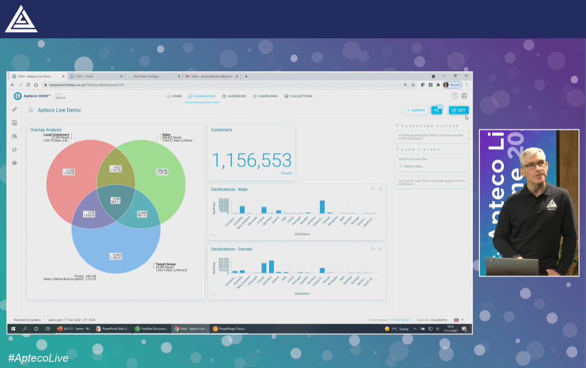 EulerDataops's tweet photo. Detailed #geographicalsegmentation in #FastStats and then deeper analysis in Orbit - just one of the new features @Apteco have developed. Here's James Alty demoing this new functionality at #AptecoLive.
#segmentation #marketing https://t.co/yYCCTDcMEY