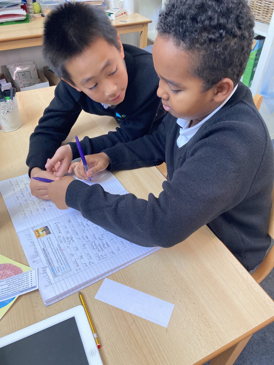 Working together today to edit our diary entries. We are ensuring we are up levelling our vocabulary choices,  adding lots of detail with parenthesis and including the characters inner thoughts and emotions. @WoodhillEng