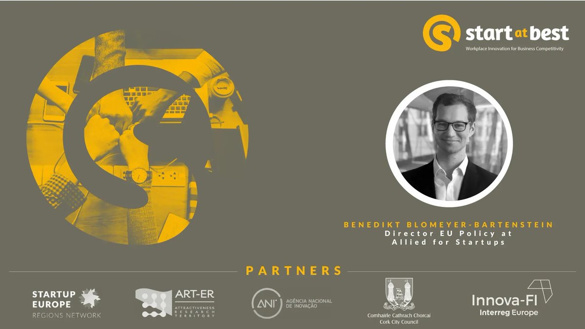 📅 23 Nov. 2021
⏰ 10:45 CET
📢 Join Benedikt Blomeyer-Bartenstein, Director of EU Policy <a href="/Allied4Startups/">Allied for Startups</a> session "Workplace of the future: Examples from the Start-up Ecosystem" at <a href="/StartatBest/">Start at Best</a> final event. Register to the event 👉 buff.ly/30rZhAJ
#workplaceinnovation