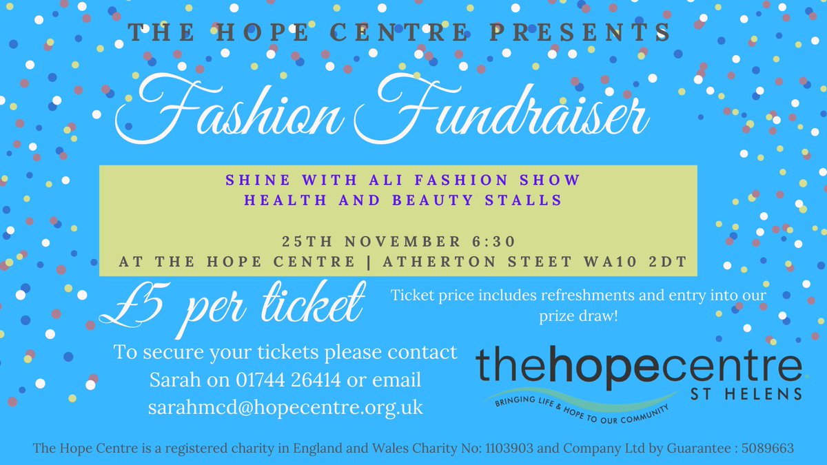 Our Fashion Fundraiser evening is just over a week away|! 🎊🛍️
We would love for you to come and join in the fun! Tickets are limited so please get in touch now to book yours🥰
#StHelens #fundraising