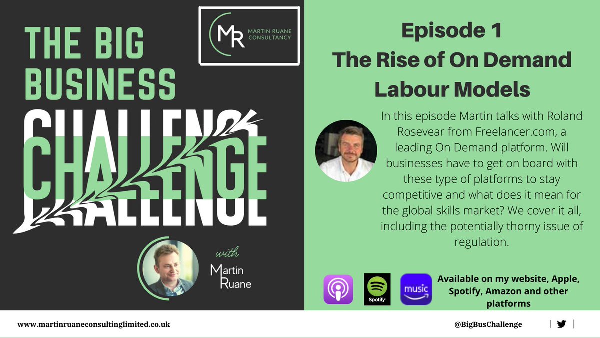 BigBusChallenge's tweet image. My first episode is now available on Amazon, iTunes, Spotify and most other platforms. @buzzsprout made it easy.  It&apos;s a very interesting interview with Roland Rosevear from @freelancer about on-demand labour models.  These models have sparked controversy in the UK.