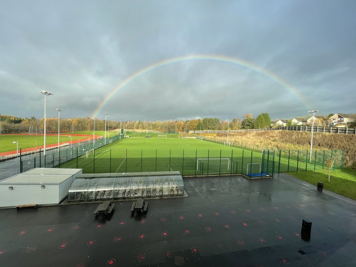 Wee rainbow over school just now. Can you think of a mnemonic to remember the order of colours? I think we can do better than “Richard Of York Gave Battle In Vain”….