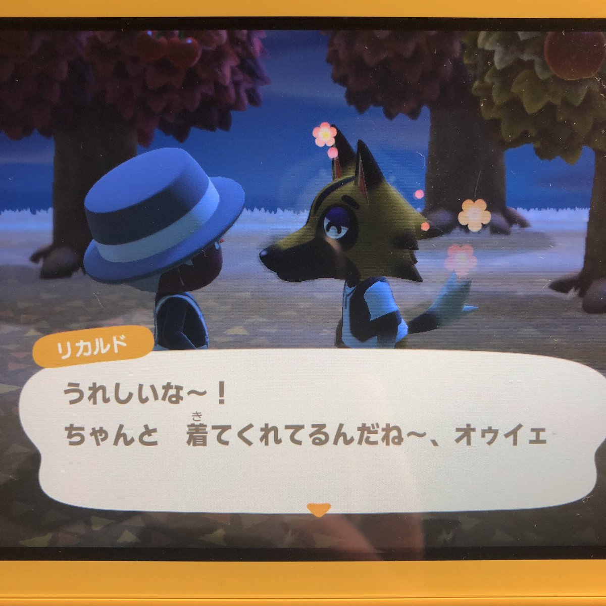 リカルドにもらったサスペンダーの服かわいいね 