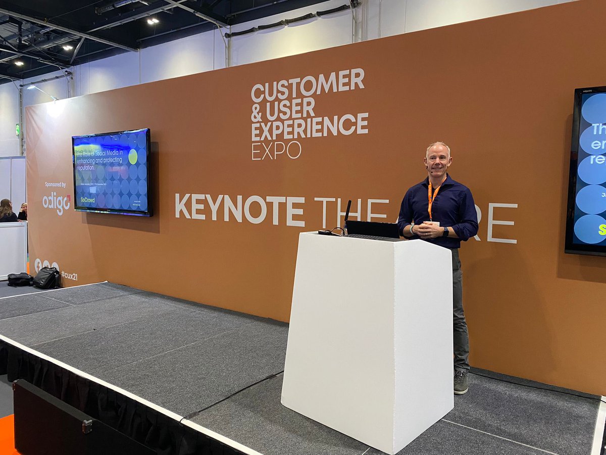 Over in the keynote theatre sponsored by Odigo, James Leavesley from SoCrowd  is talking about the role of social media in enhancing and protecting the customer experience. Make sure to head knee so that you don’t miss out in these insights!!
#cux21