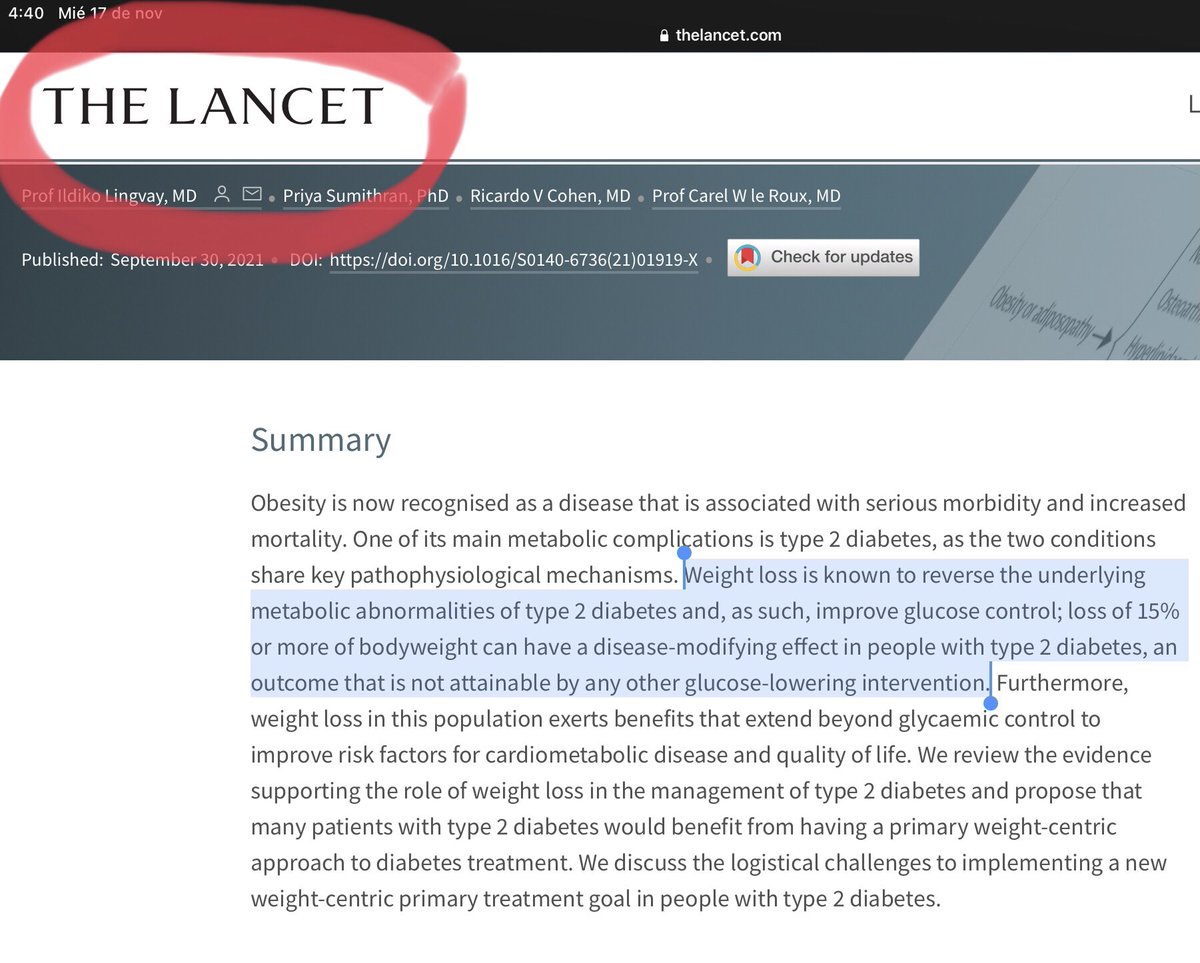 DrGiovanniD's tweet photo. Lamentablemente algunos “profesionales de la salud” le creen mas a Facebook/Instagram que a PubMed (Lancet). Están intentando estigmatizar la pérdida de peso.
La pérdida de peso tiene un efecto superior a cualquier medicamento o tratamiento sobre el control de la diabetes tipo 2. https://t.co/Qbq7AVfCNw