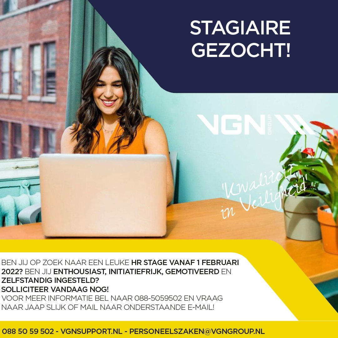 Ben je op zoek naar een leuke #HR #stage vanaf 1 februari 2022? Binnen VGN zijn we voortdurend opzoek naar young professionals die staan te springen om praktijkervaring op te doen!

#HR #HRstagiaire #stage #eventbeveiliging #evenementenbeveiliging #kwaliteitinveiligheid #vgngroup